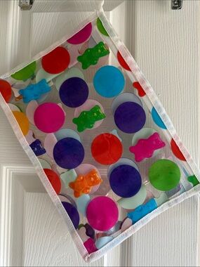 NWT iScream Clear Kids Tote Bag with Multicolor Dots and Gummy Bear Accents